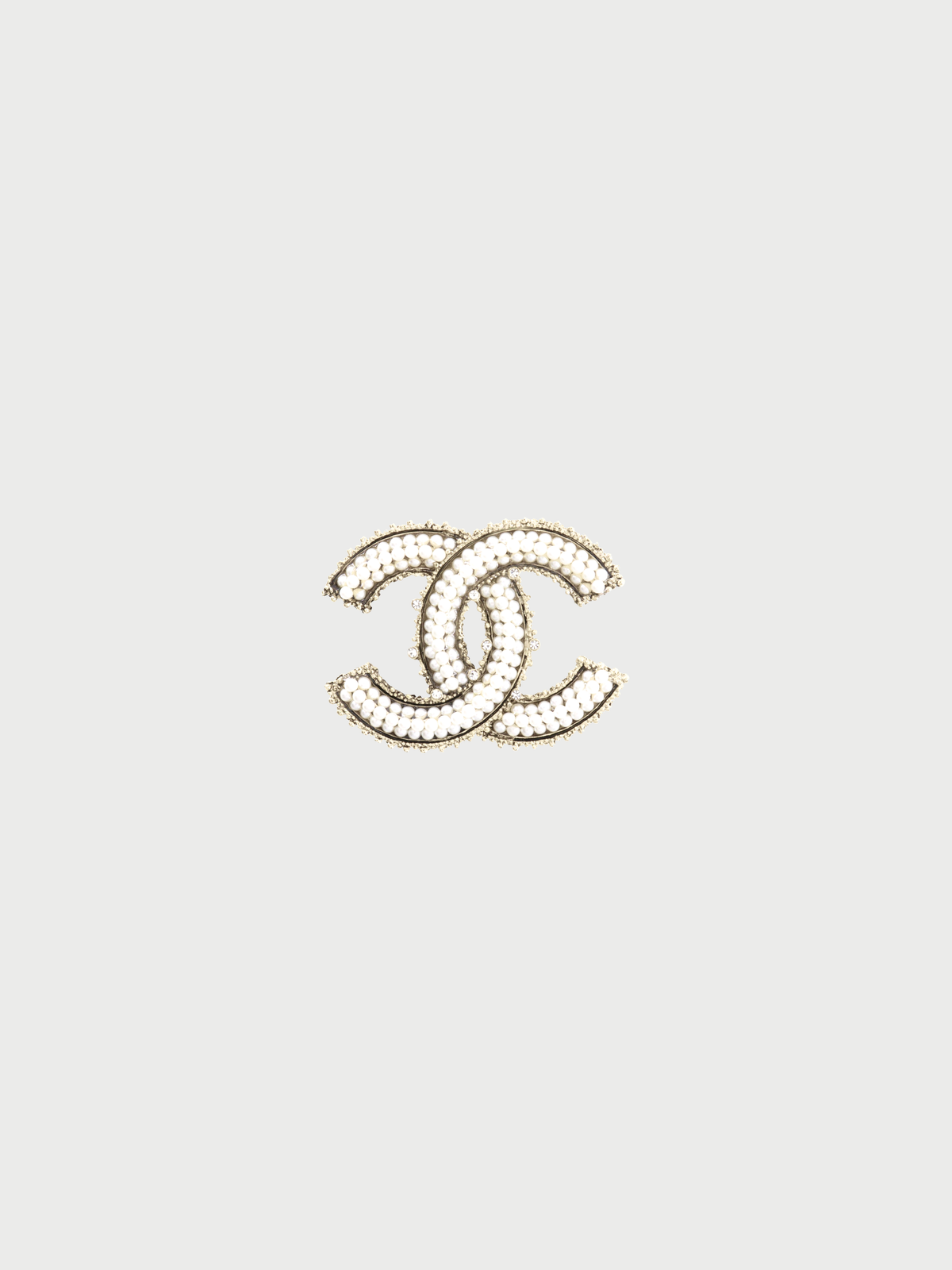Chanel Fall 2013 Silver Coco Mark Pearl Brooch