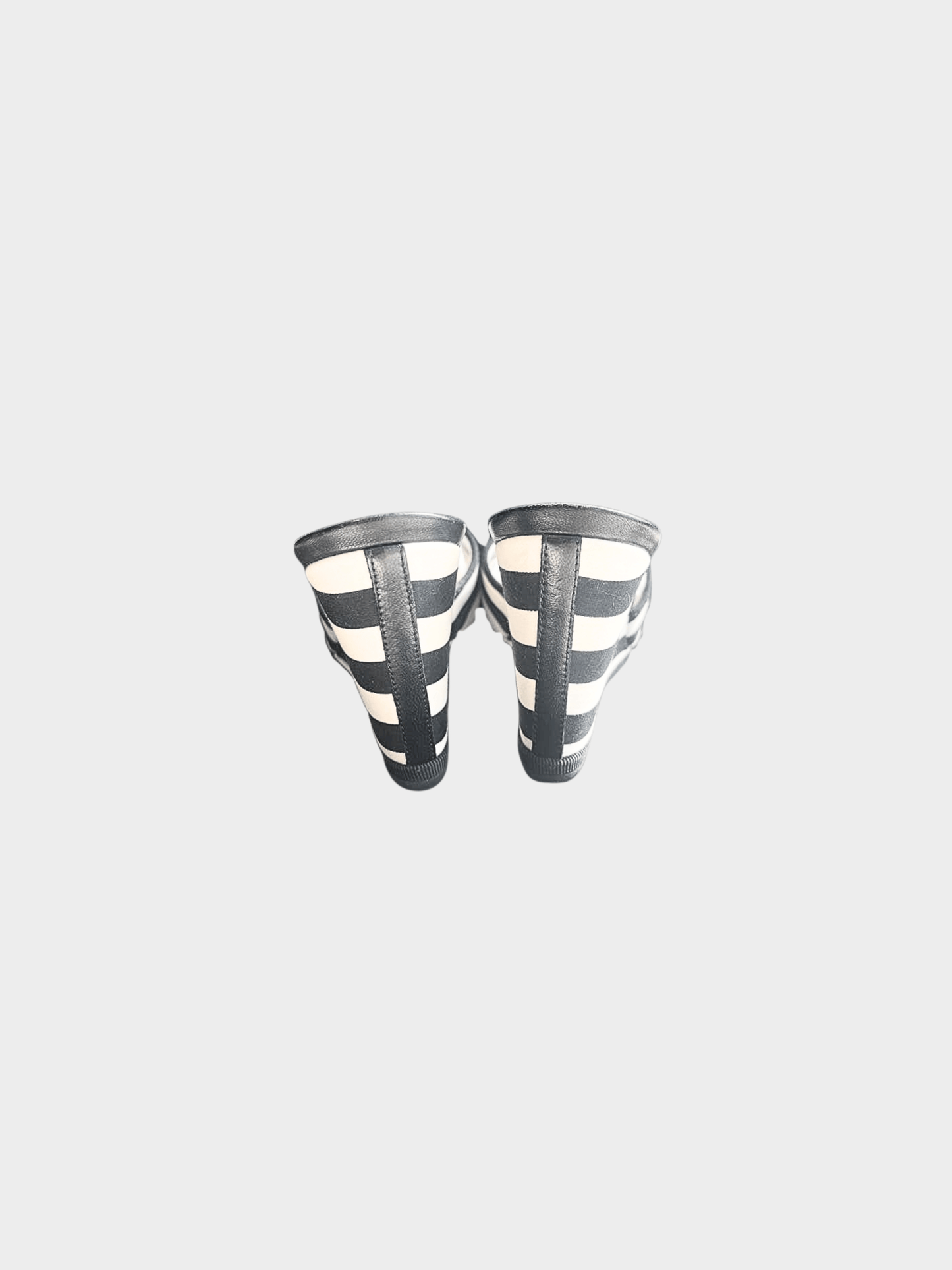 Chanel Cruise 2010 Black and White Striped Wedge Sandals