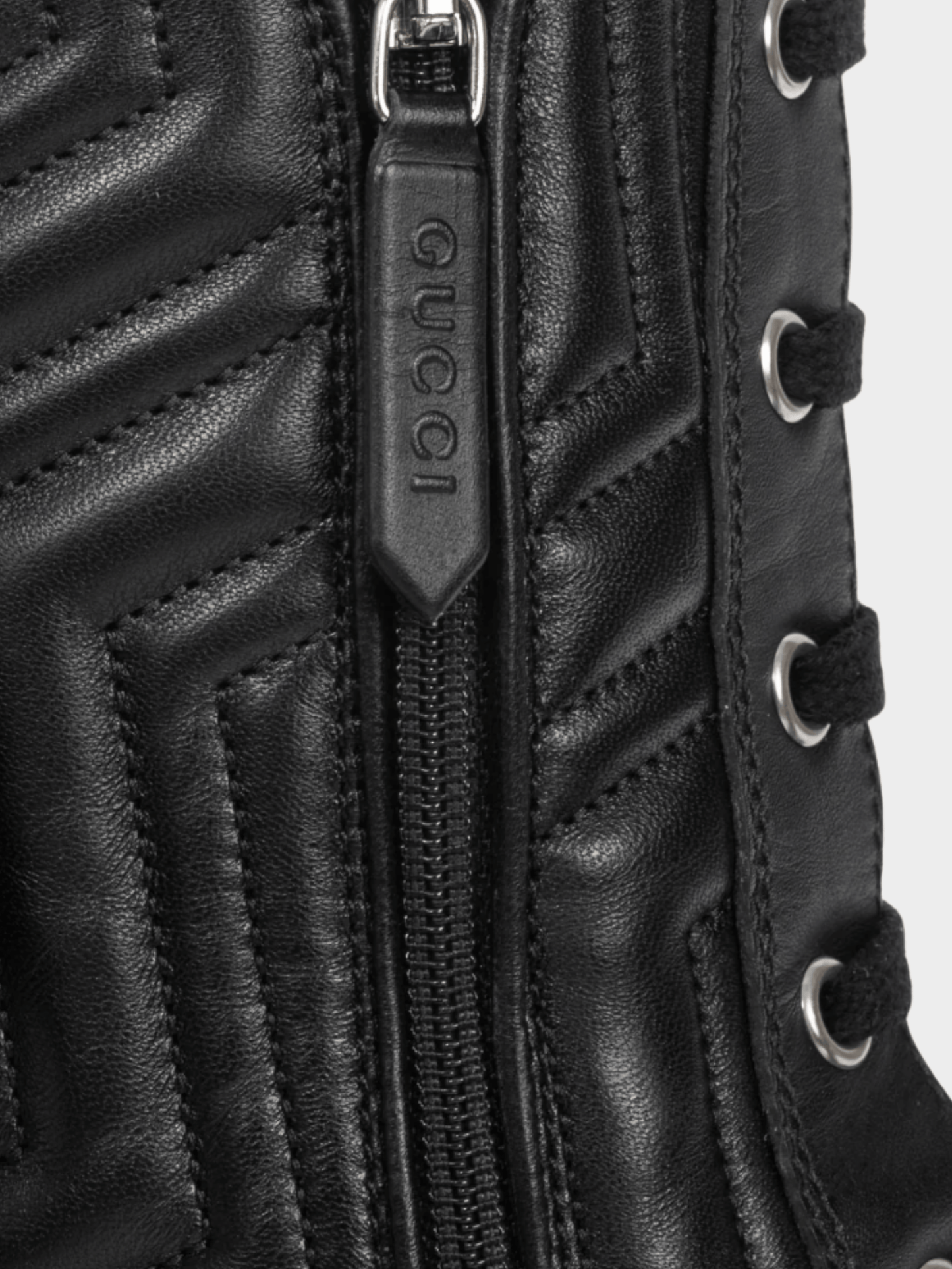 Gucci 2010s Frances Black GG Matelassé Platform Combat Boots