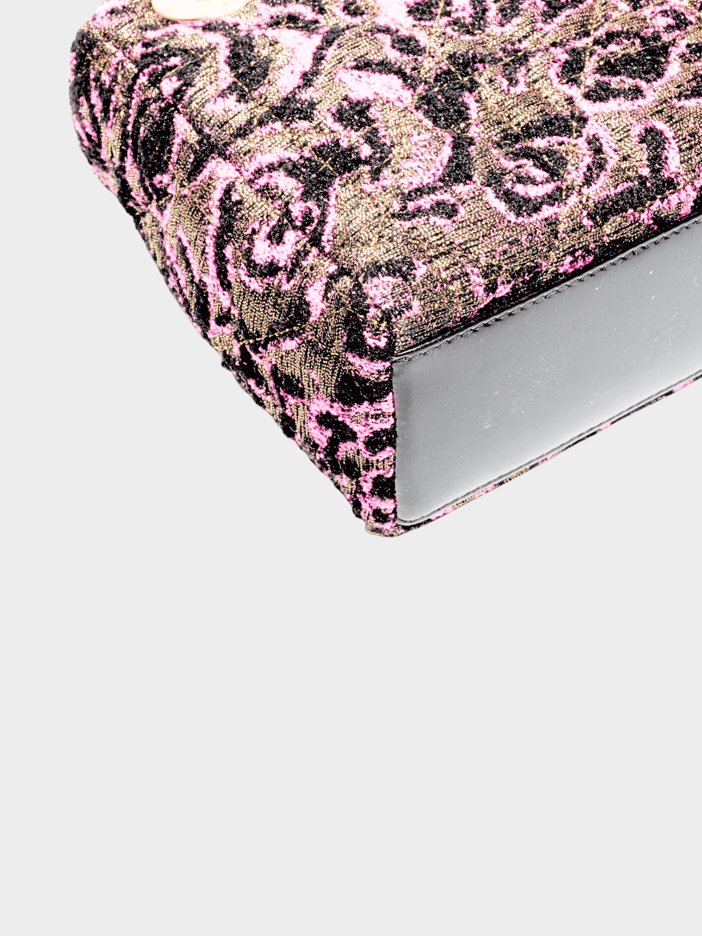 Christian Dior 2011 Pink and Black Wool Lady Dior Bag