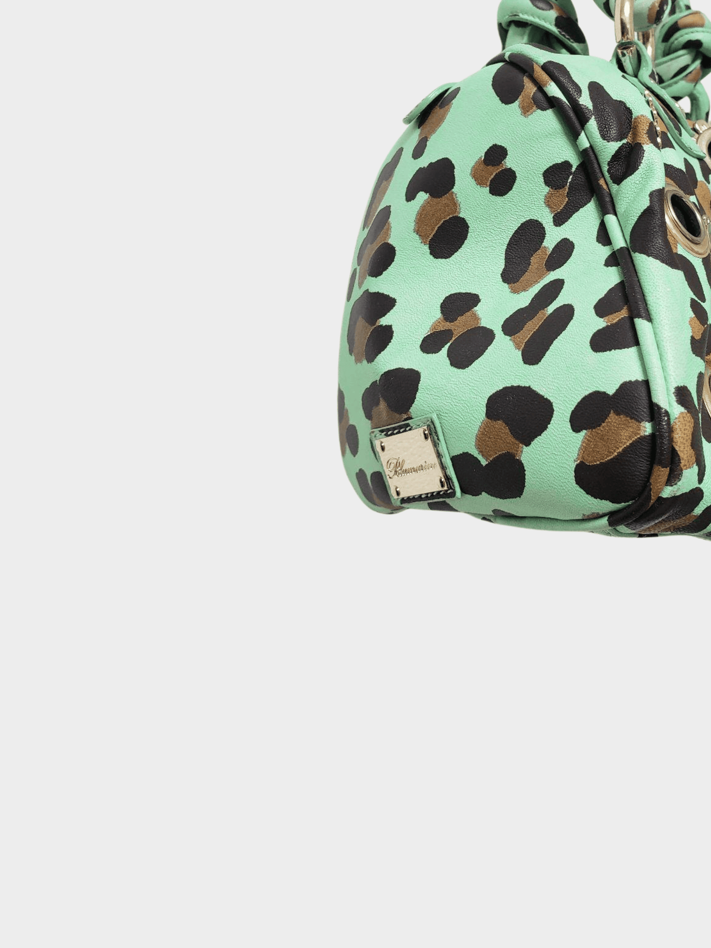 Blumarine 2000s Green Leopard Print Handbag