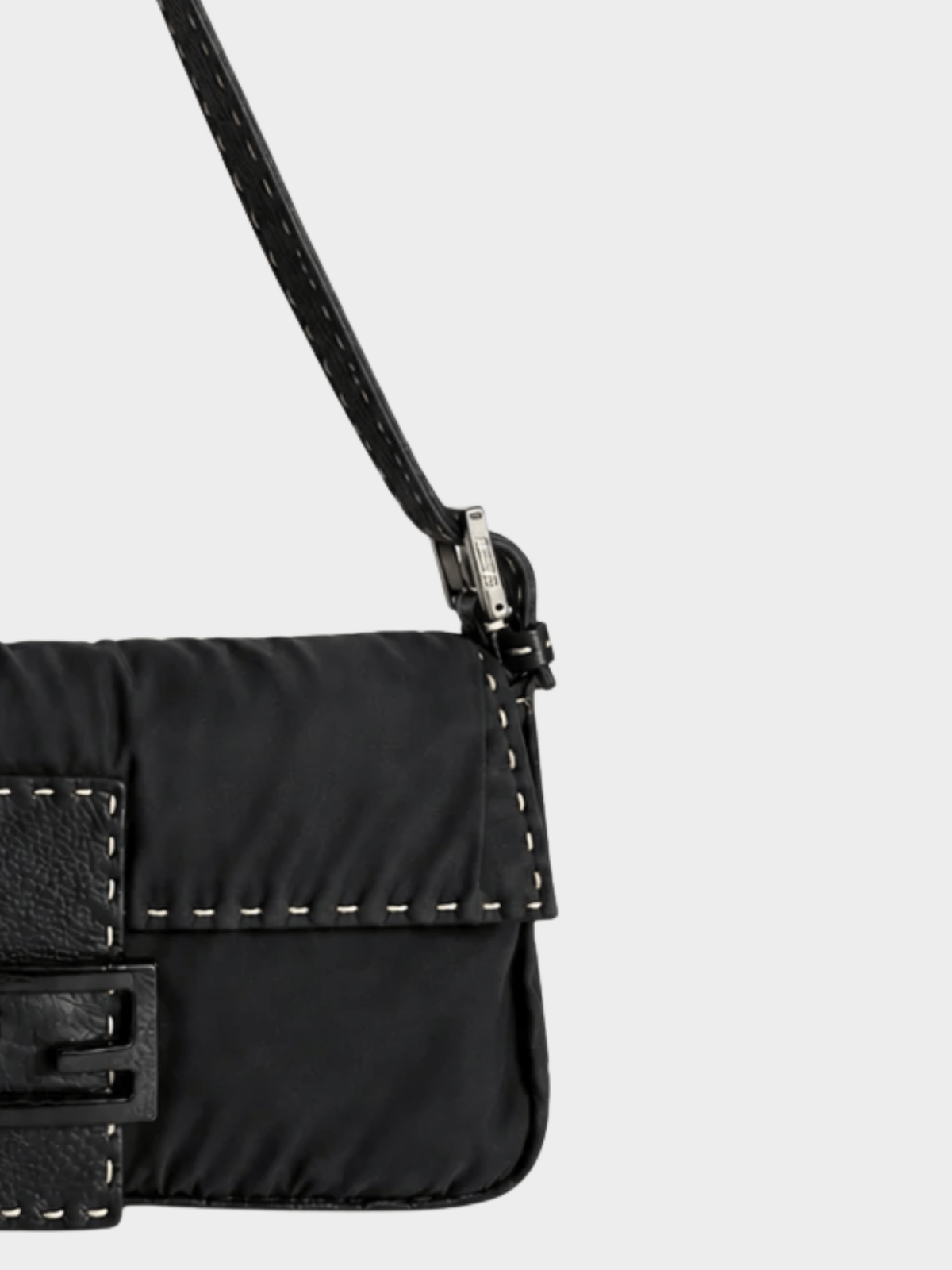 Fendi 2000s Black Selleria Baguette Bag