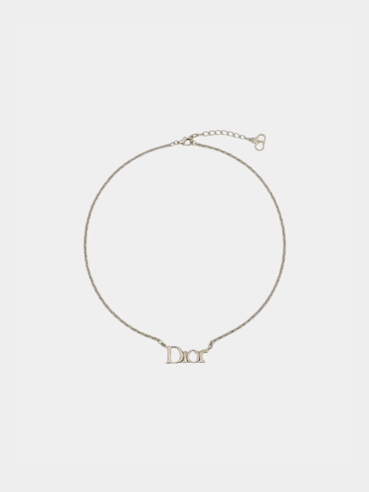 Christian Dior 2000s Silver Plated Metal Logo Chain Necklace