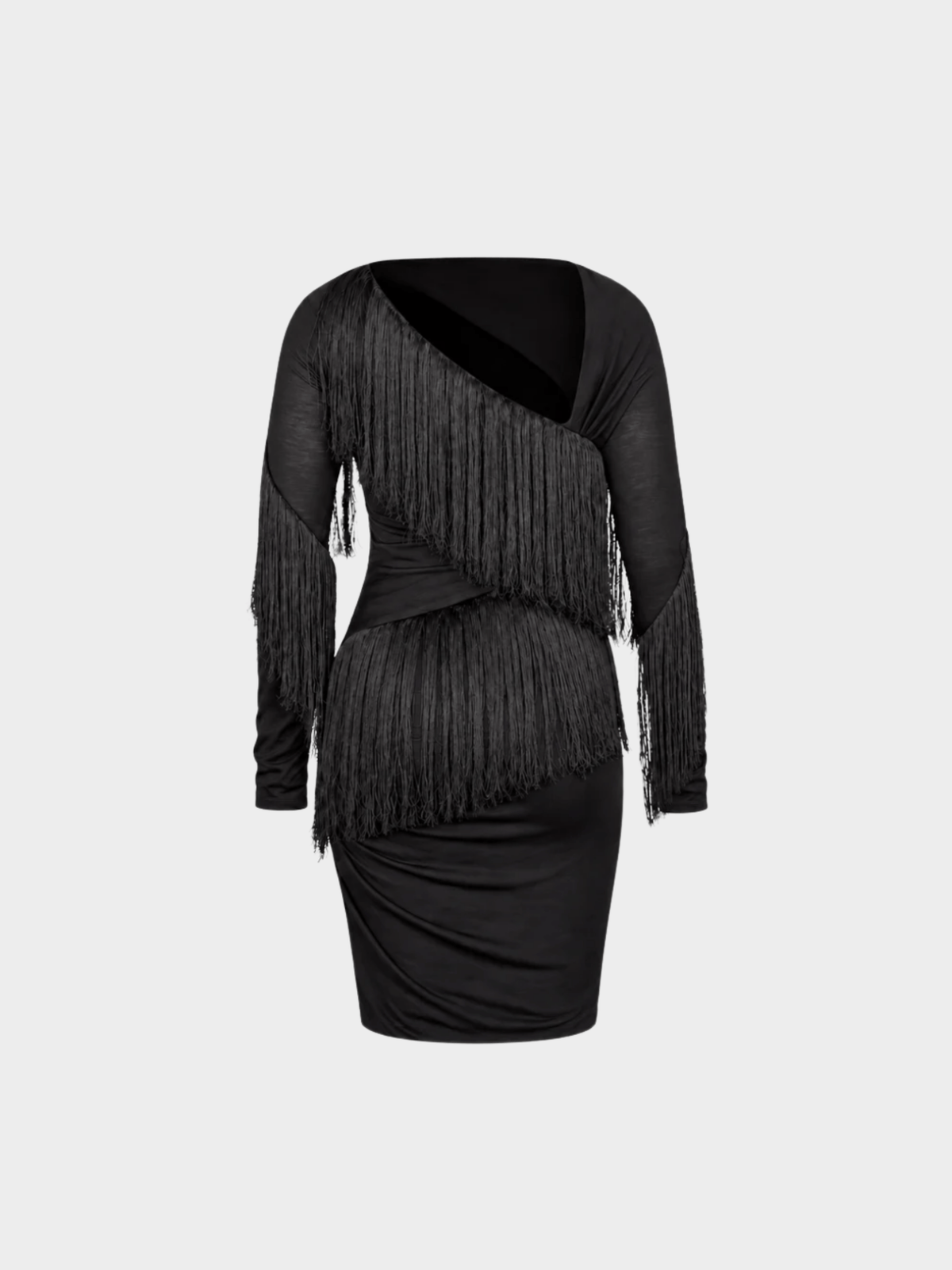 Emilio Pucci 2000s Black Fringed Draped Mini Dress