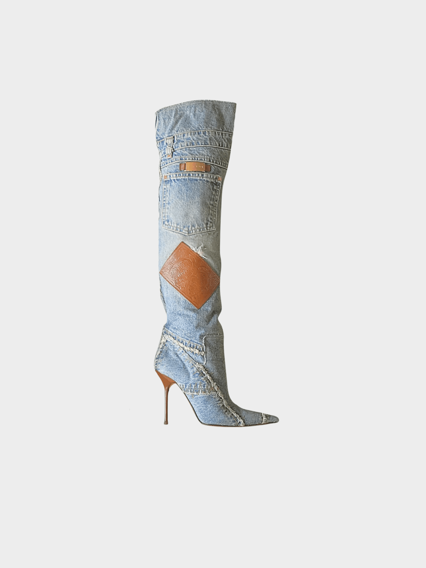 Dolce and Gabbana 2000s Blue Denim Patchwork Boots