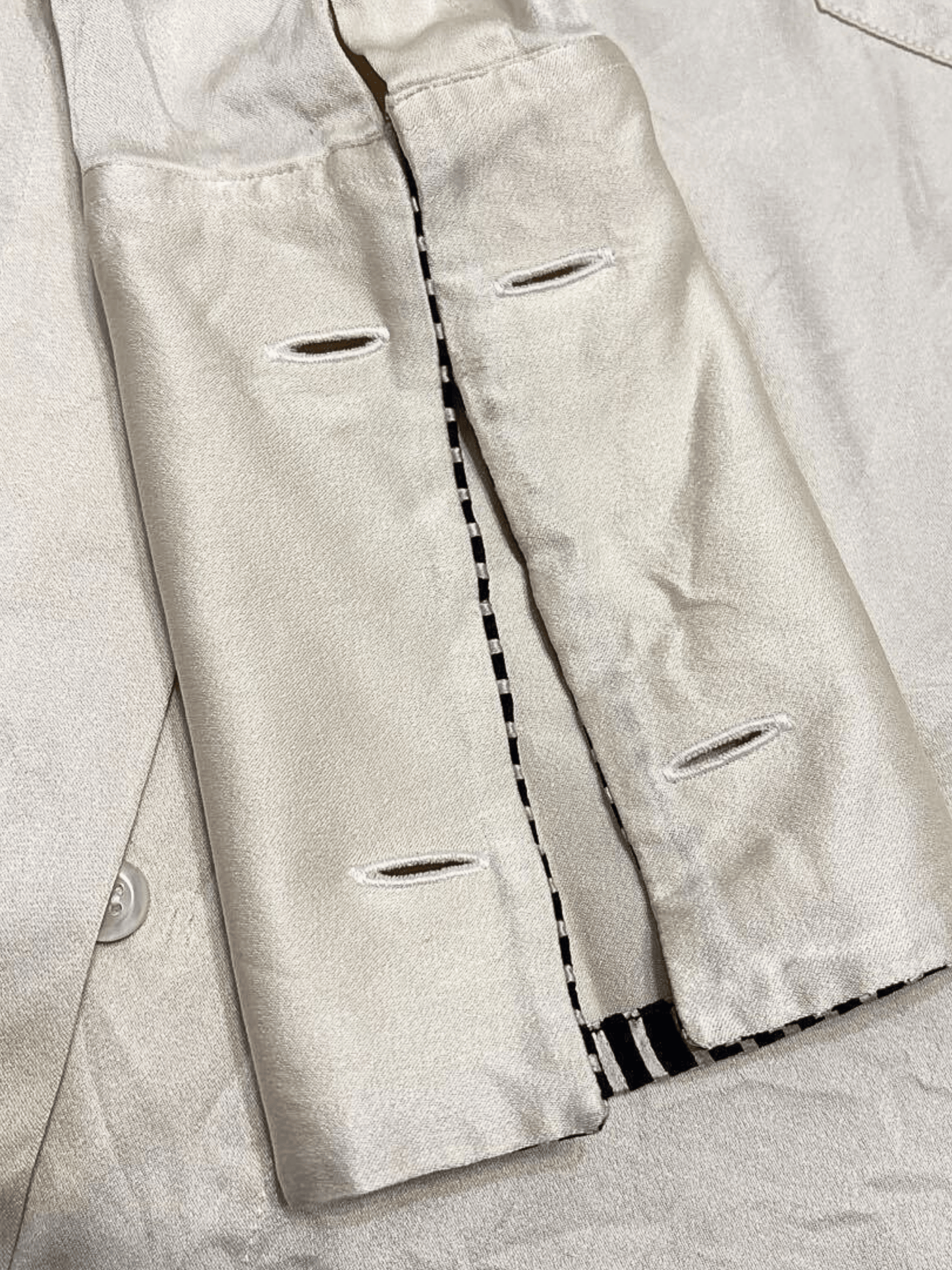 Chanel SS 1995 Cream Silk Long Sleeve Button Down Top