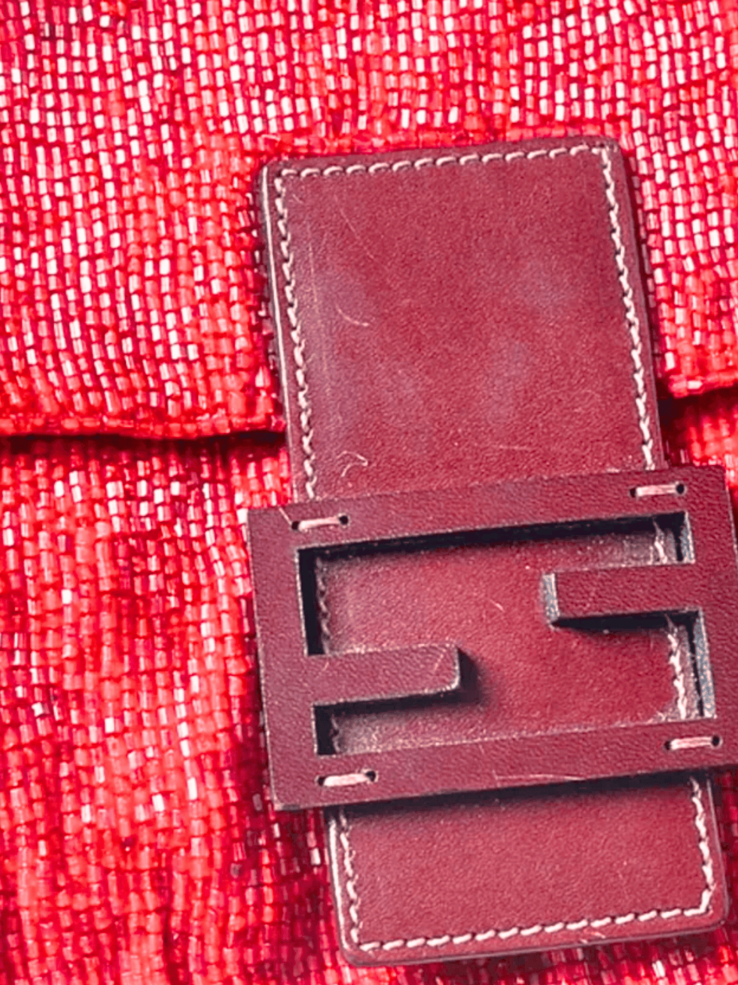 Fendi 2000s Cherry Red Beaded Baguette Bag