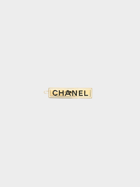 Chanel 2000s Gold Embossed Logo Barrette