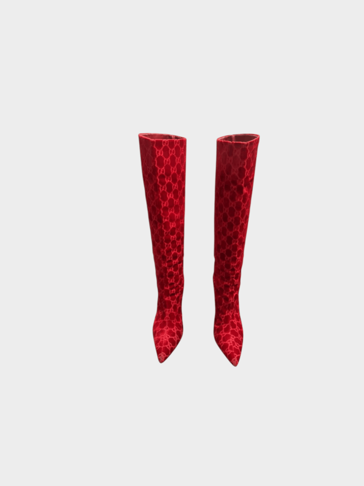 Gucci FW 1997 Runway Red Velvet GG Boots