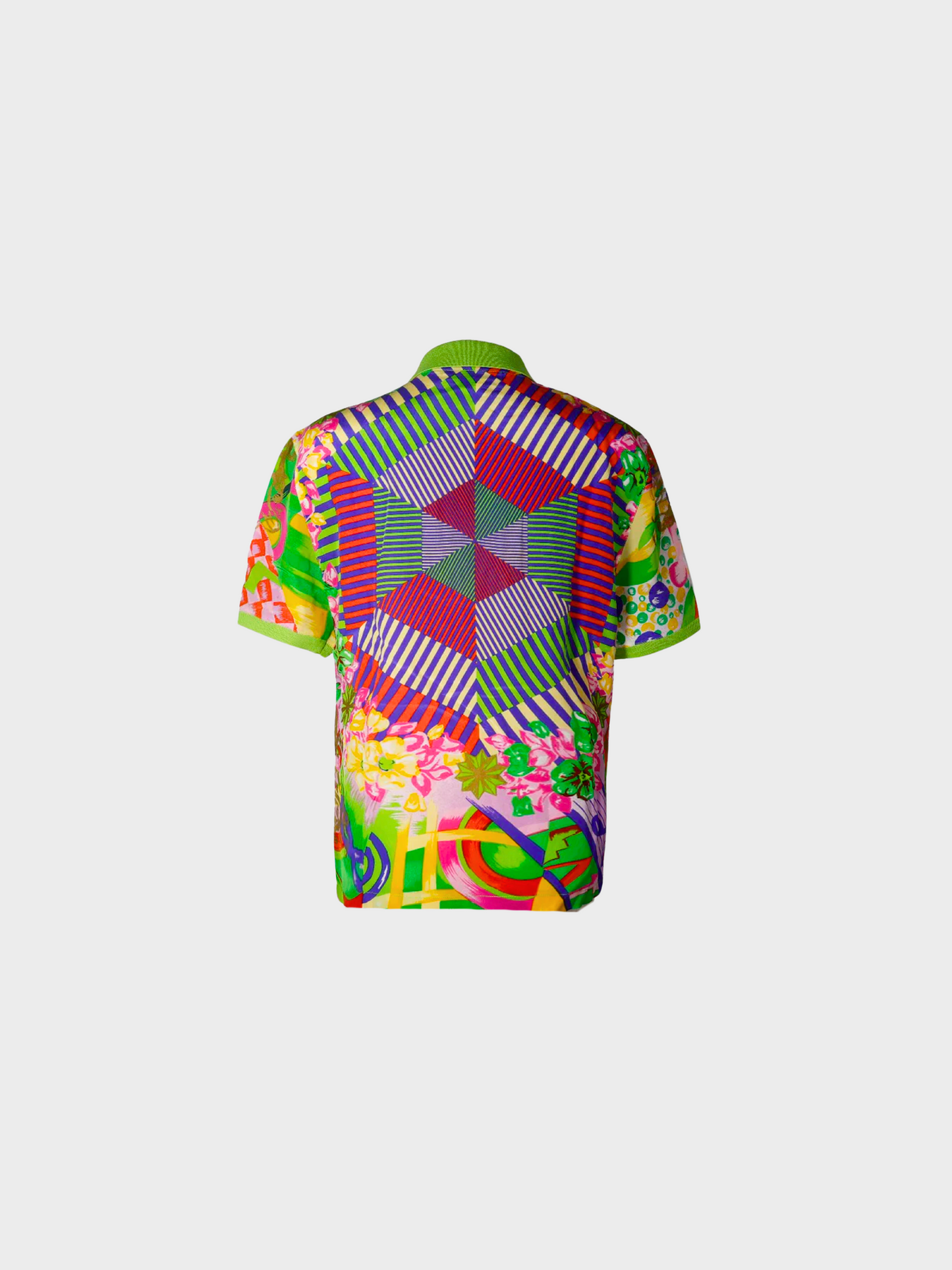 Gianni Versace 2000s Multicolored Silk Polo Shirt