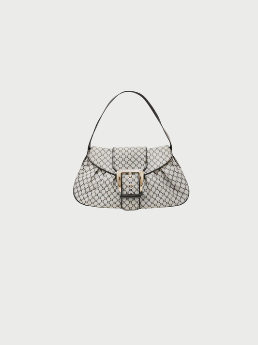 Celine 1990s Green Macadam Canvas One-Shoulder Bag