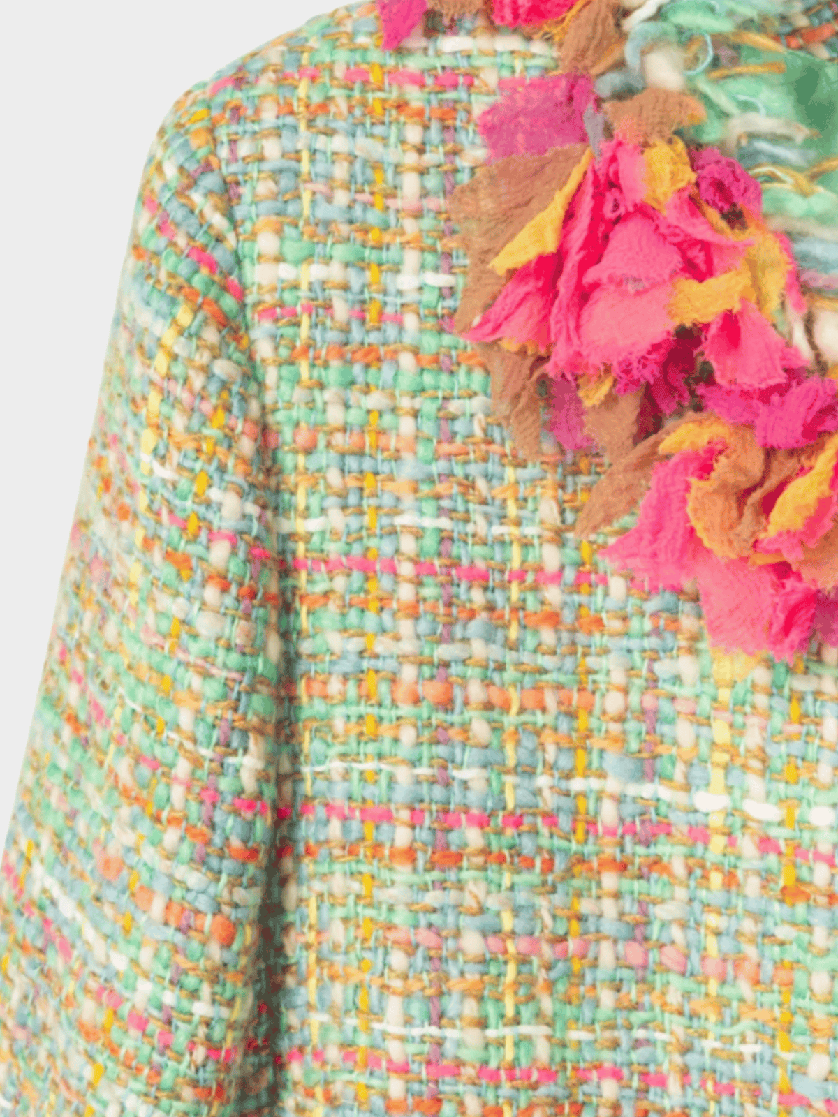 Chanel Métiers d’Art 2001 Mint-Green Wool-Tweed Rosette-Trim Jacket