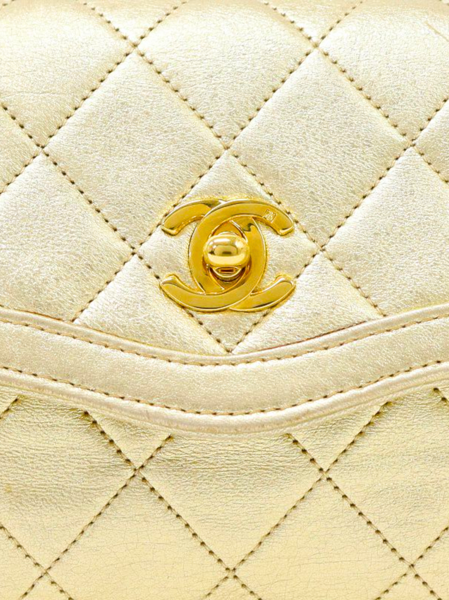 Chanel 1990 Gold Mini Matelasse Shoulder Bag