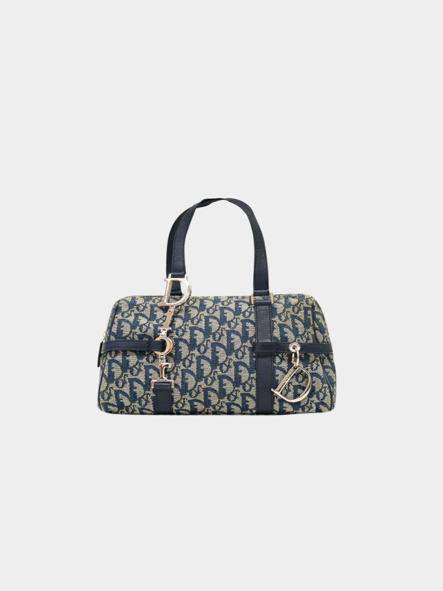 Christian Dior 2000s Navy Blue Monogram Trotter Hand Bag