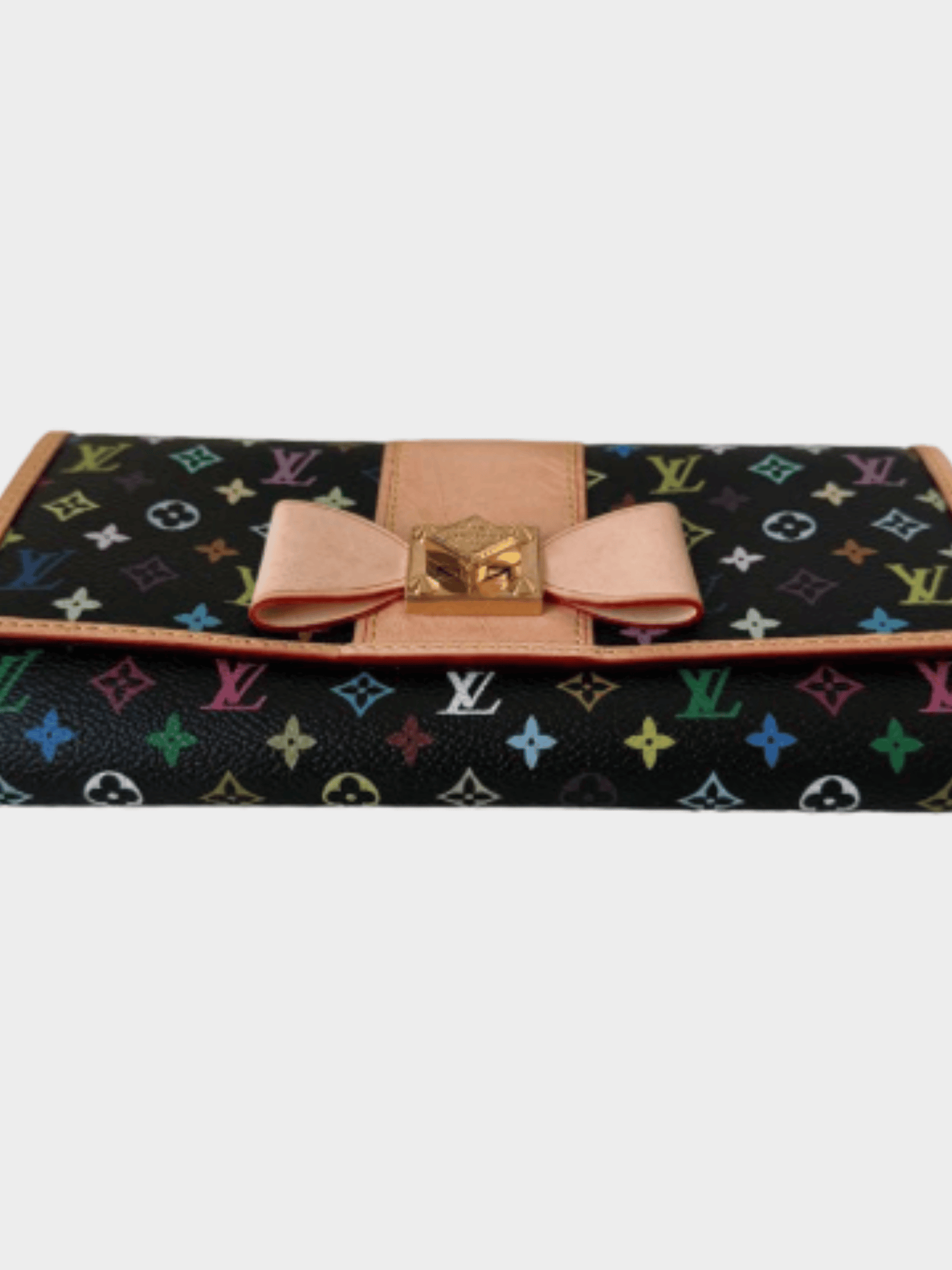 Louis Vuitton x Takashi Murakami 2000s Black Monogram Multicolore Sarah Noeud Wallet