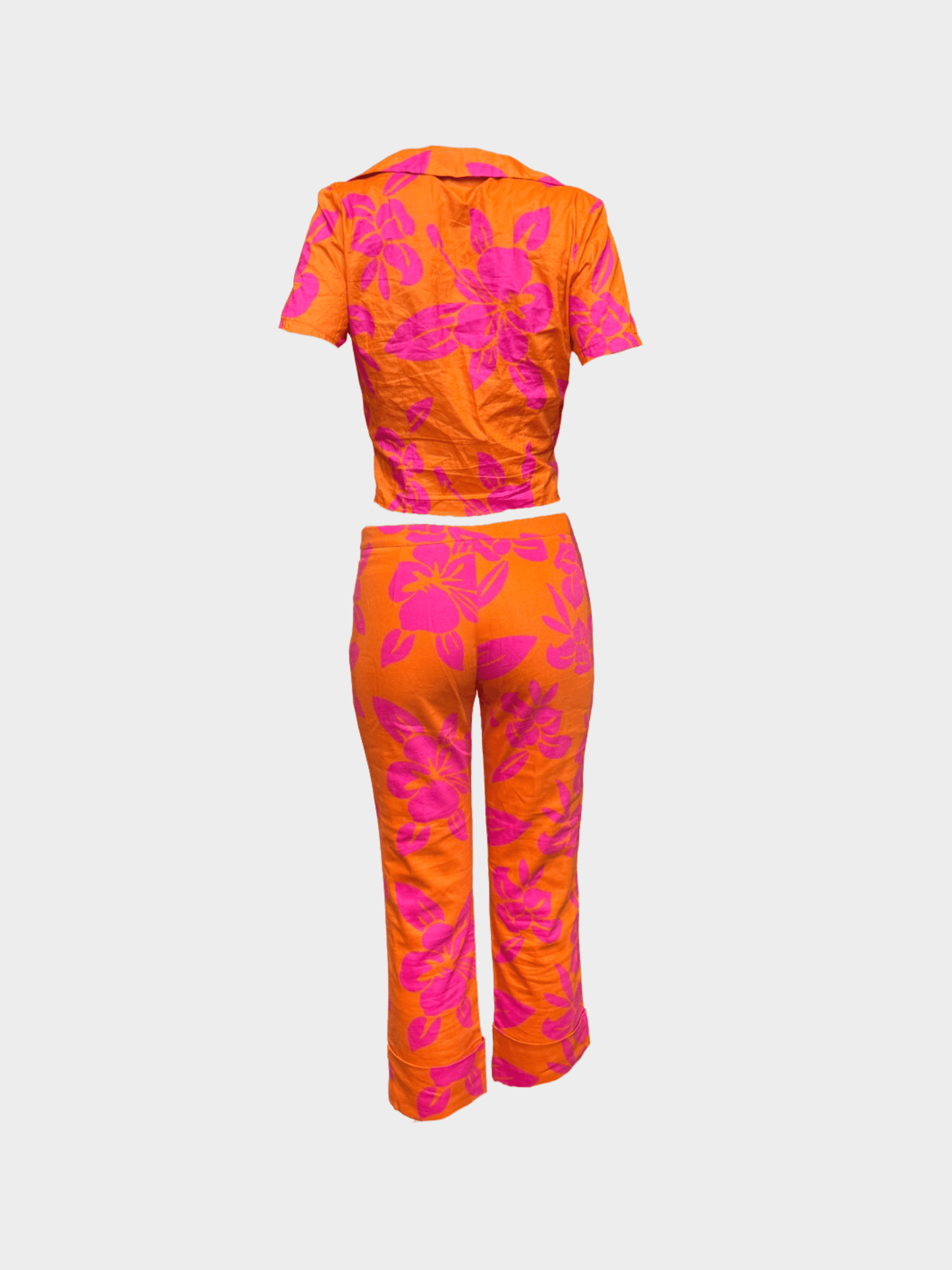 Dolce and Gabbana 2000s Orange and Pink Tropical Three Piece Set