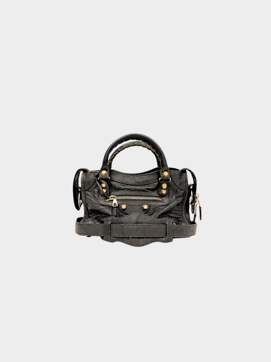 Balenciaga 2000s Black Moto Leather Mini Le City First Bag