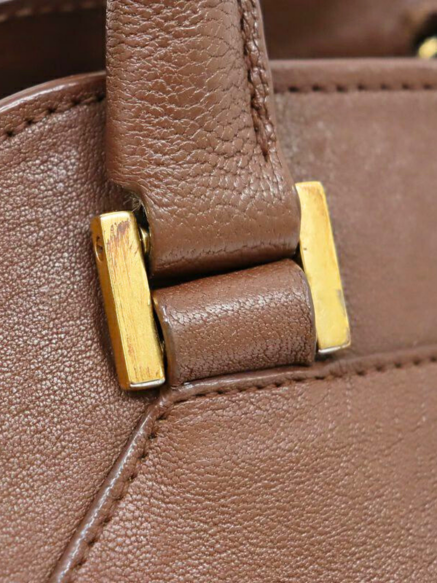 Yves Saint Laurent 2010s Brown Leather Y-Line Cabas Chic Bag