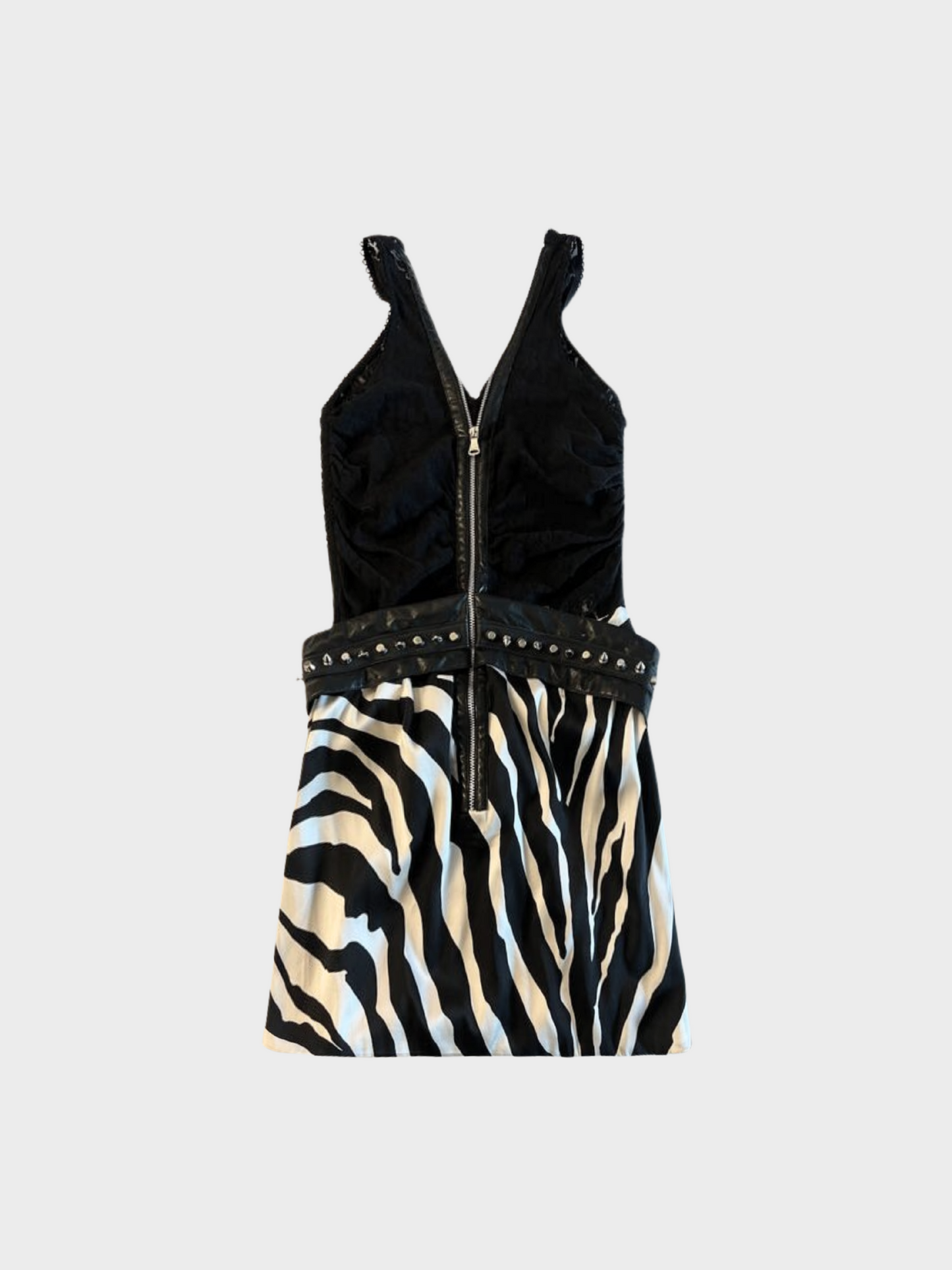 Dolce and Gabbana 2010s Black Zebra Print Lace Zip Dress