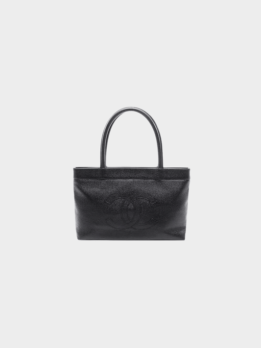 Chanel 2000s Black Caviar Leather Tote Bag
