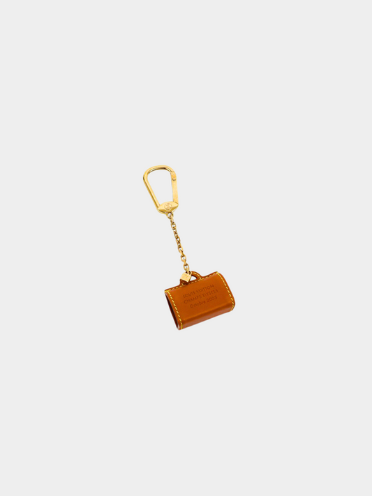 Louis Vuitton 2010s Brown Leather and Gold Bag Keychain Charm