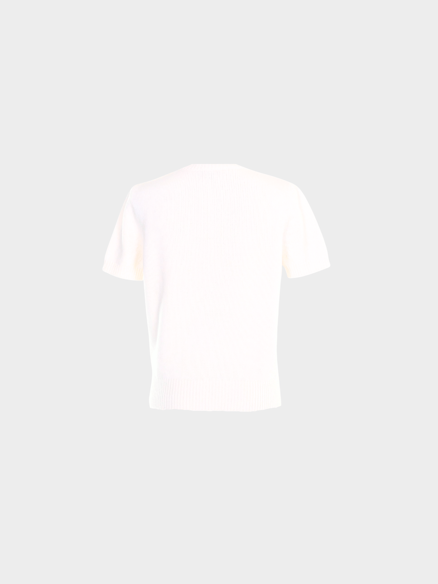 Chanel FW 2023 White Cashmere Short Sleeve Jumper