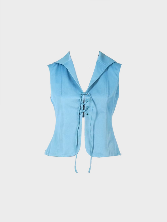 Miu Miu SS 1998 Blue Runway Tie Top