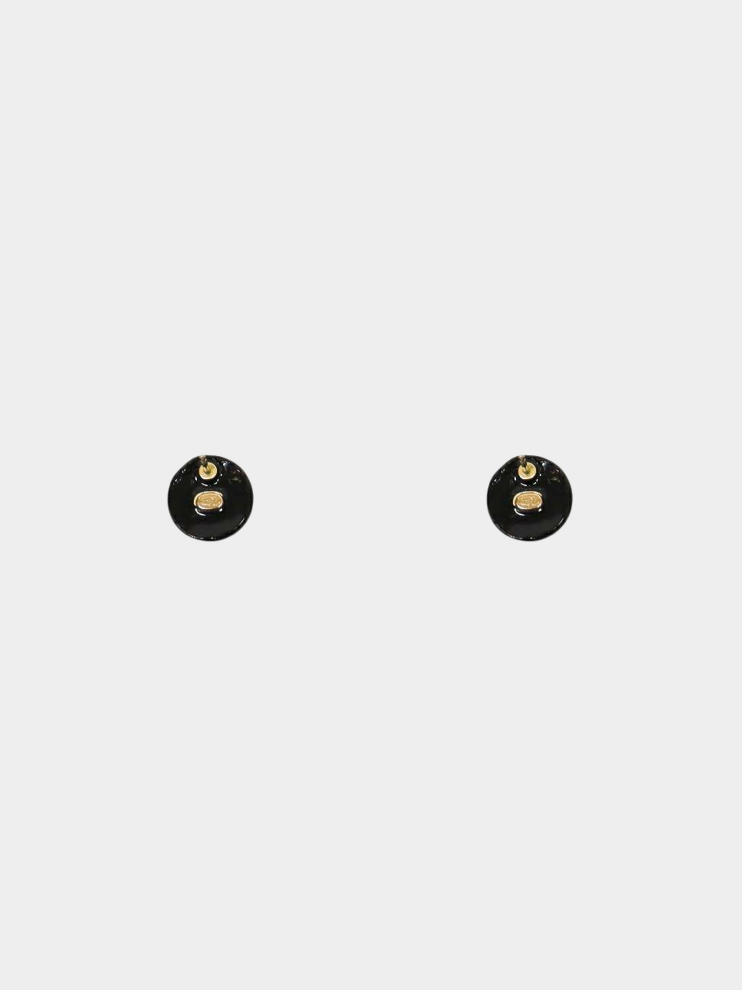 Chanel 2010s Black CC Round Stud Earrings