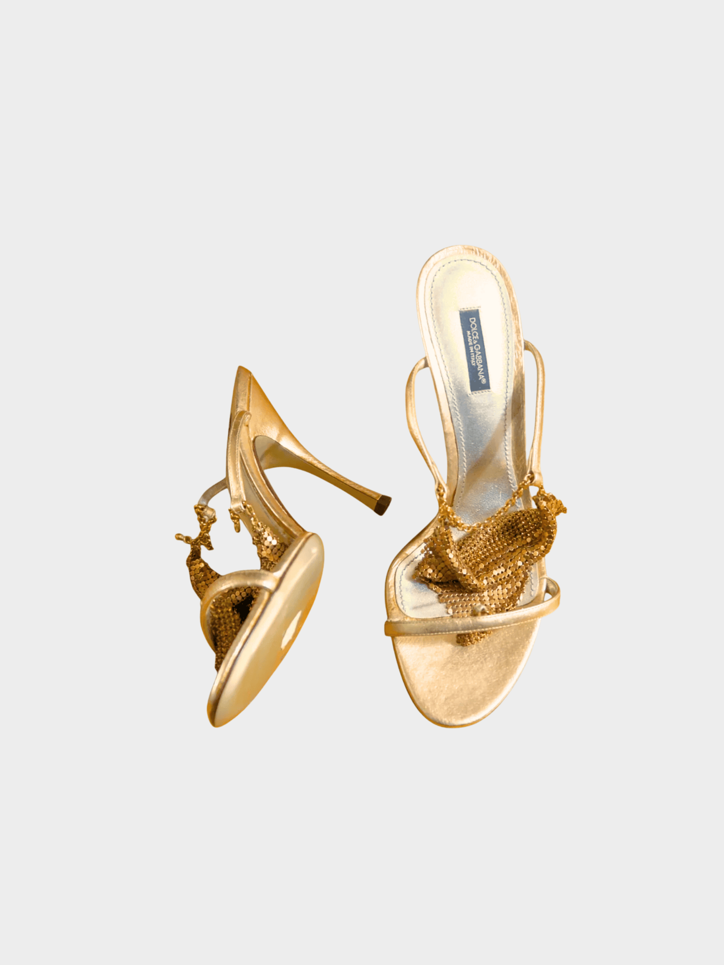 Dolce and Gabbana 2000s Gold Mesh Chainmail Heels