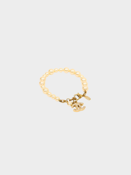 Chanel 2010s CC Gold and Ivory Pearl Bracelet
