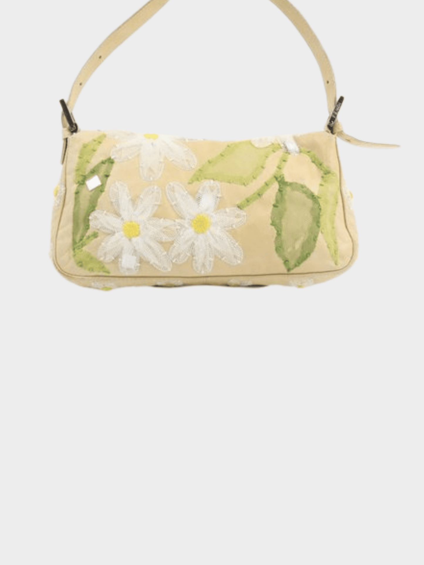 Fendi 2000s Beige Leather Daisy Baguette