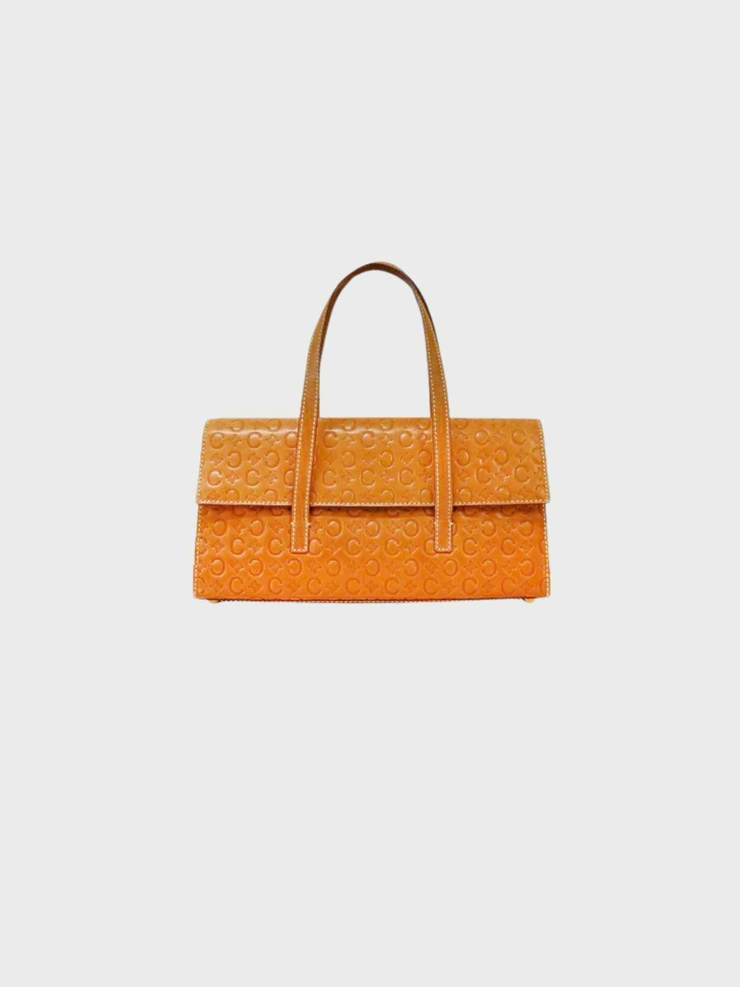 Celine 1990s Camel Macadam Leather Handbag