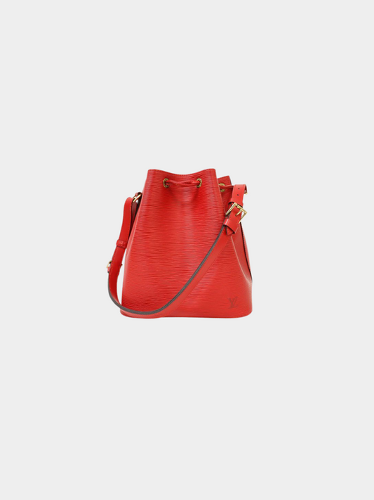 Louis Vuitton 1990s Castilian Red Epi Leather Petit Noé Bucket Bag