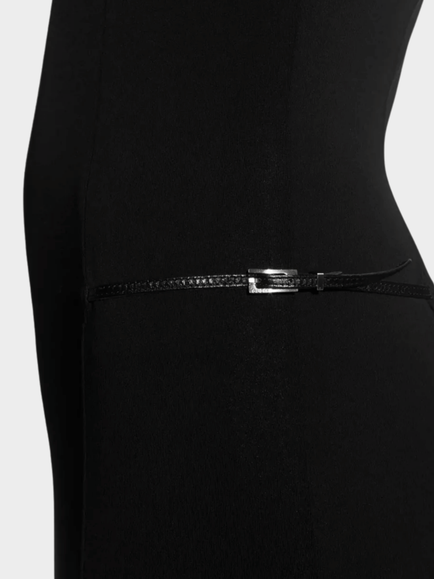 Gucci by Tom Ford 1998 Black Strapless Logo Belt Gown