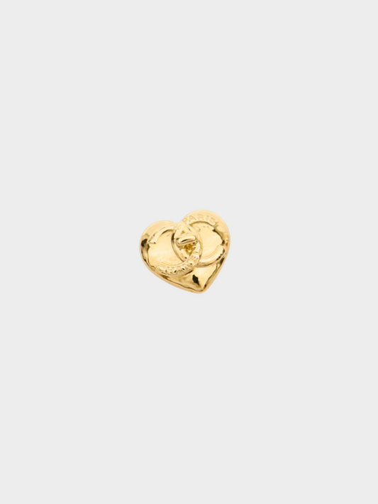 Chanel 1990s Gold CC Heart Brooch