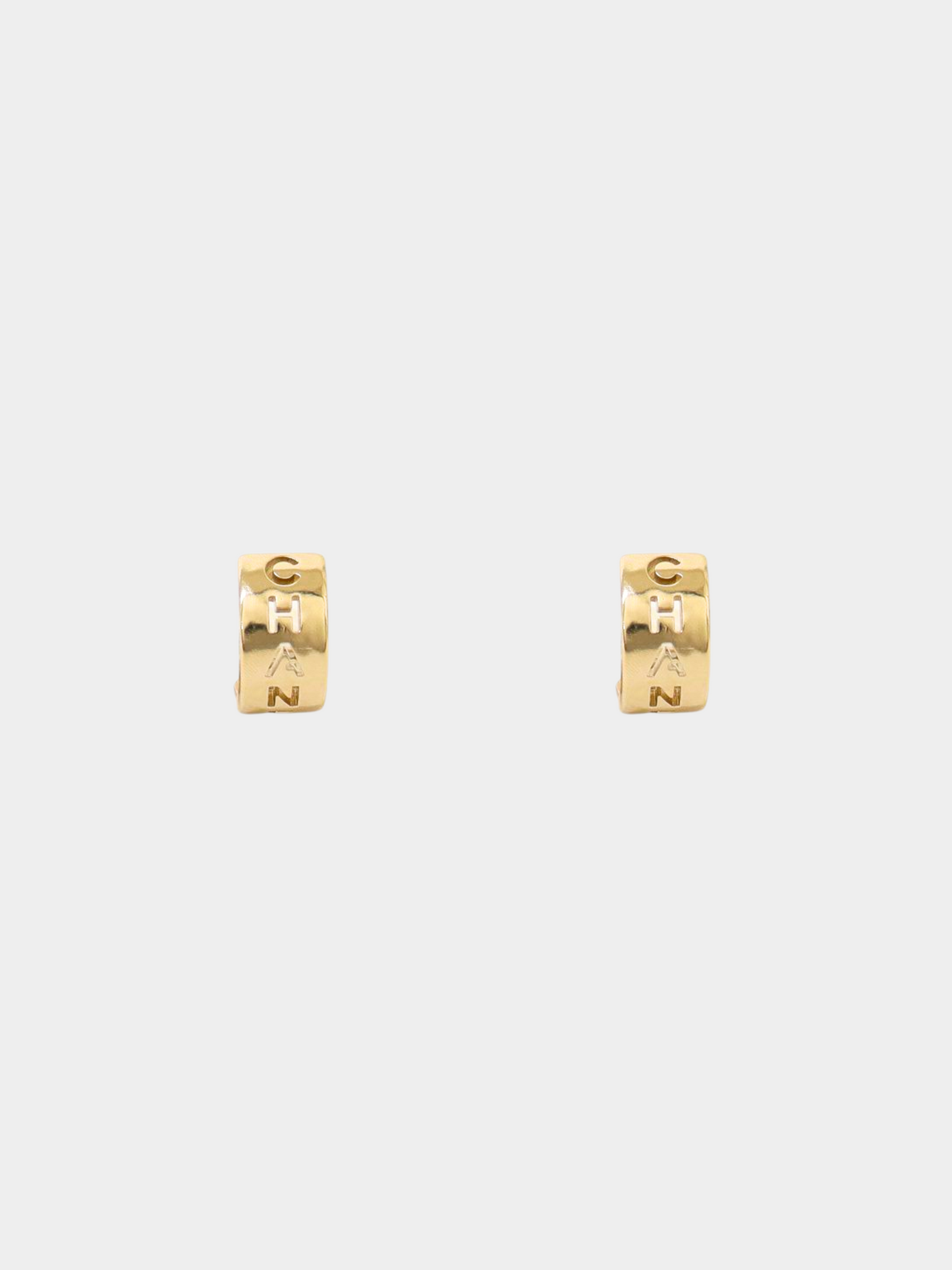 Chanel 2000s Gold Logo Hoop Clip-on Earrings