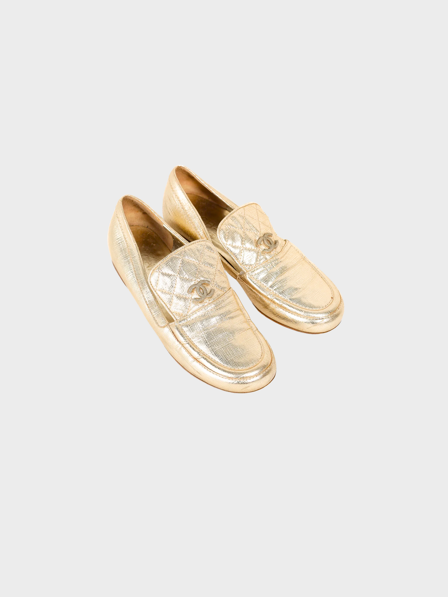 Chanel 2000s Gold CC Loafers
