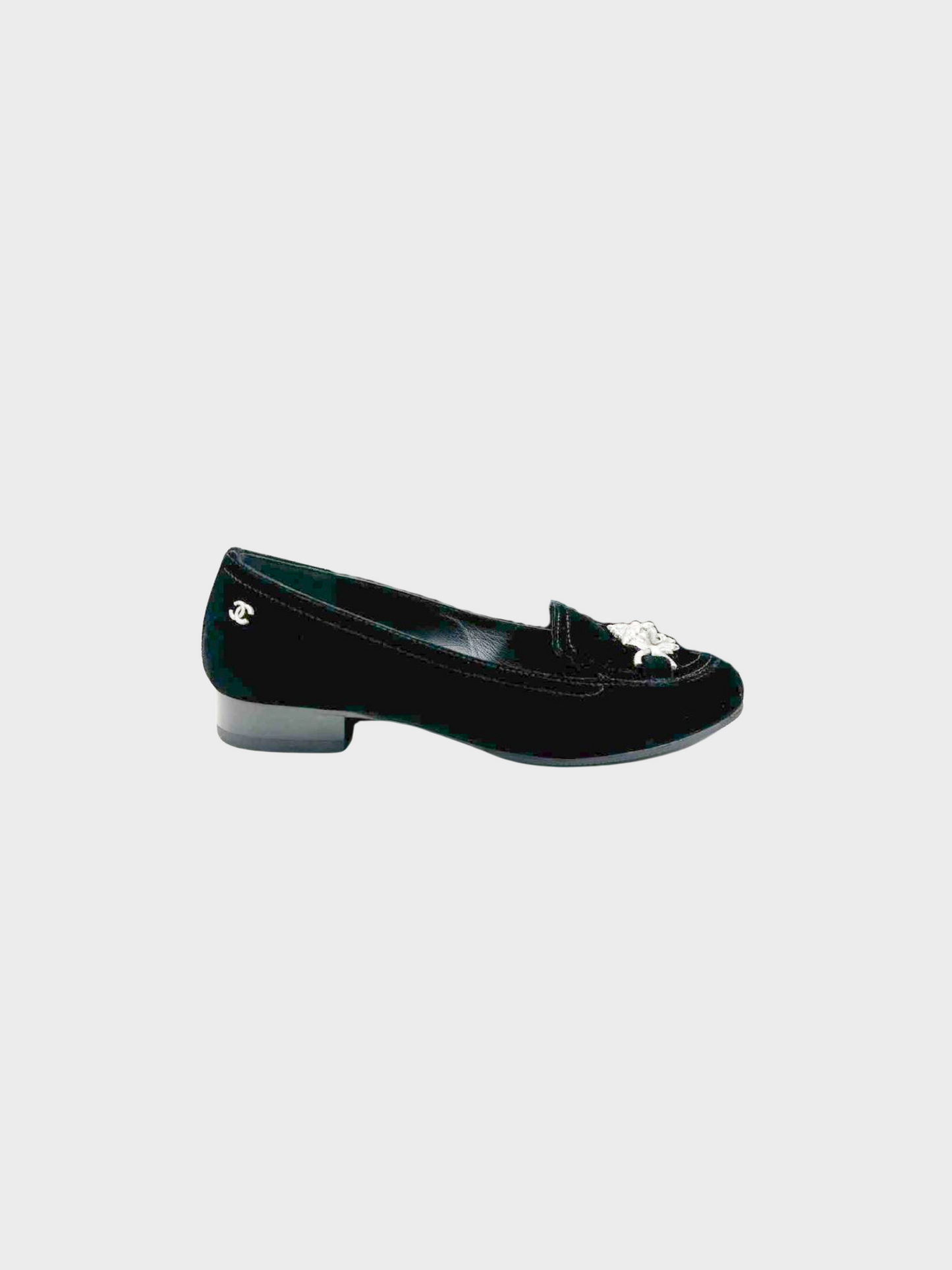 Chanel 1990s Black Velvet Lion Pumps