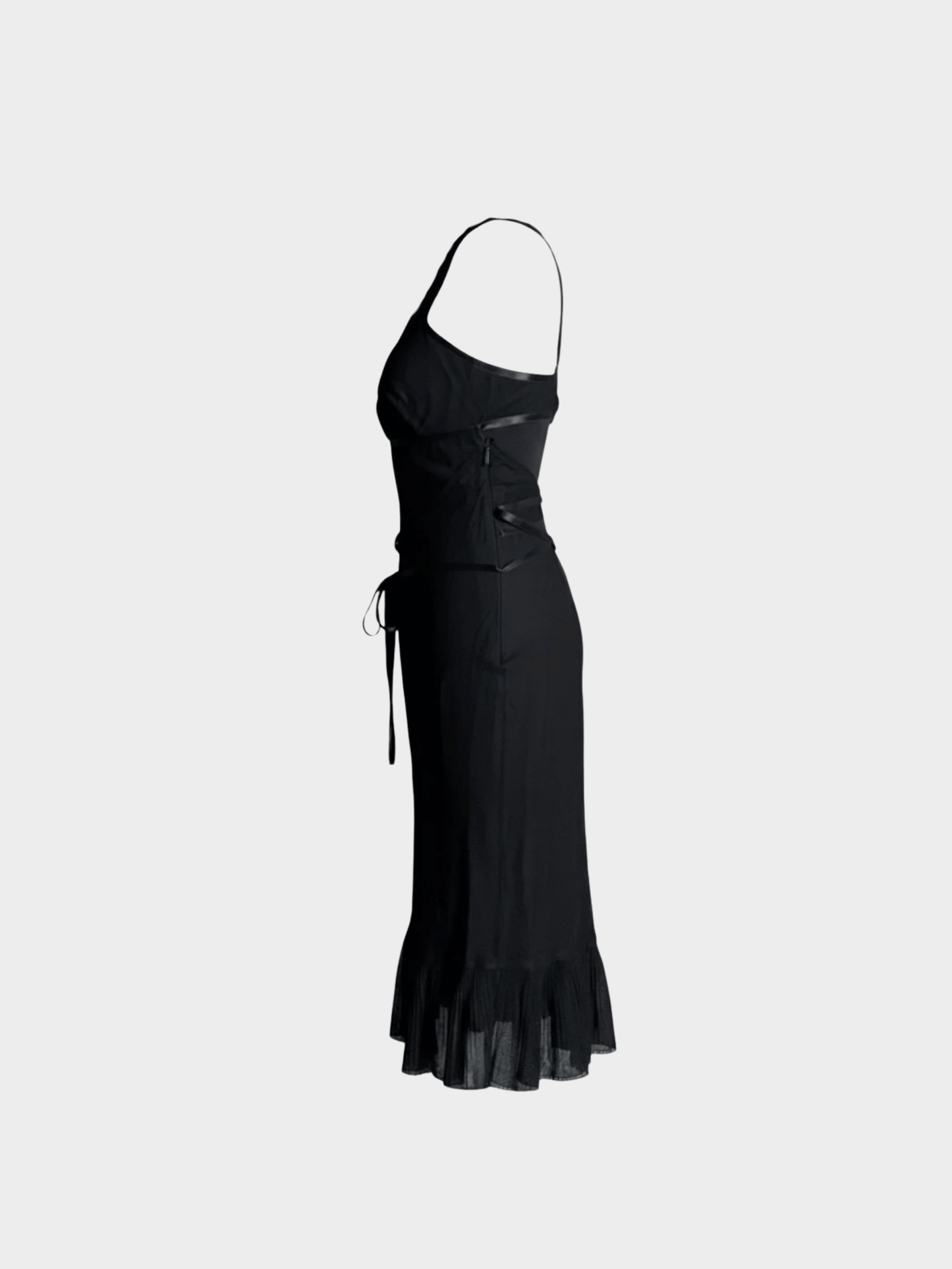 Gucci FW 2002 Black Tulle Midi Dress