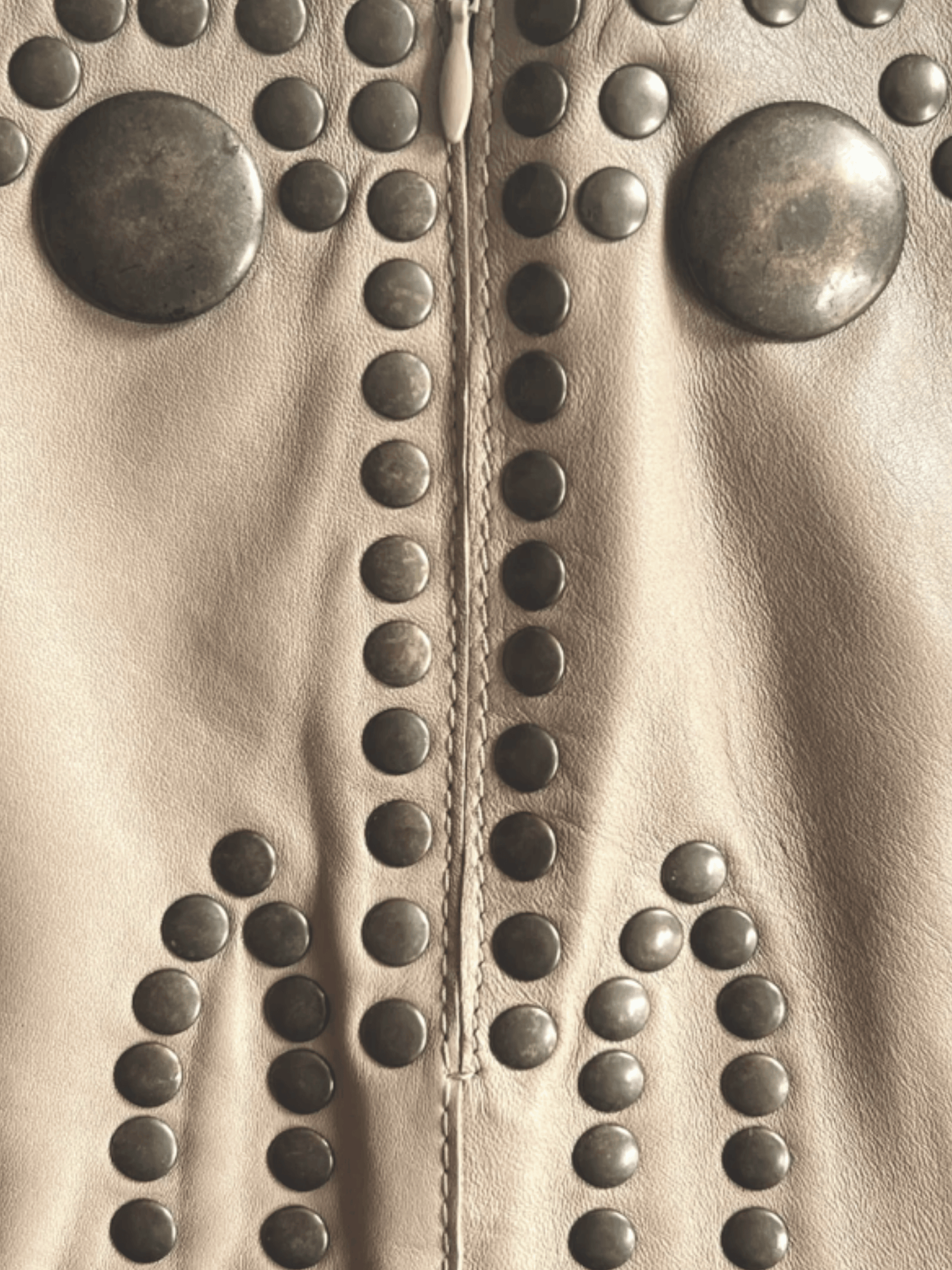 Dolce and Gabbana SS 2003 Beige Studded Leather Mini Skirt