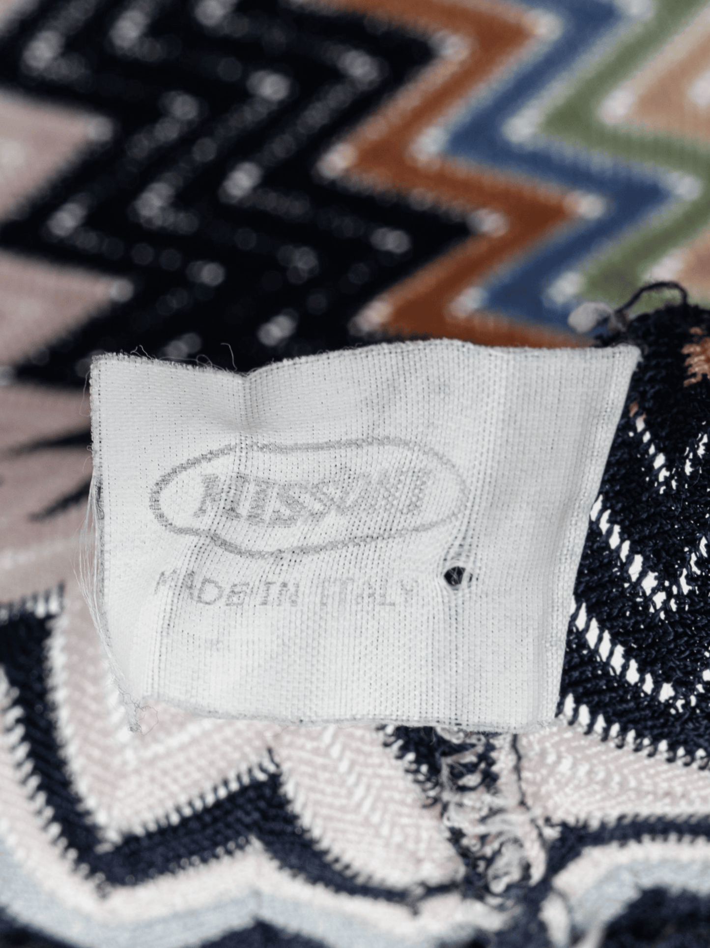 Missoni 2000s Pink and Navy Chevron Knit T-Shirt