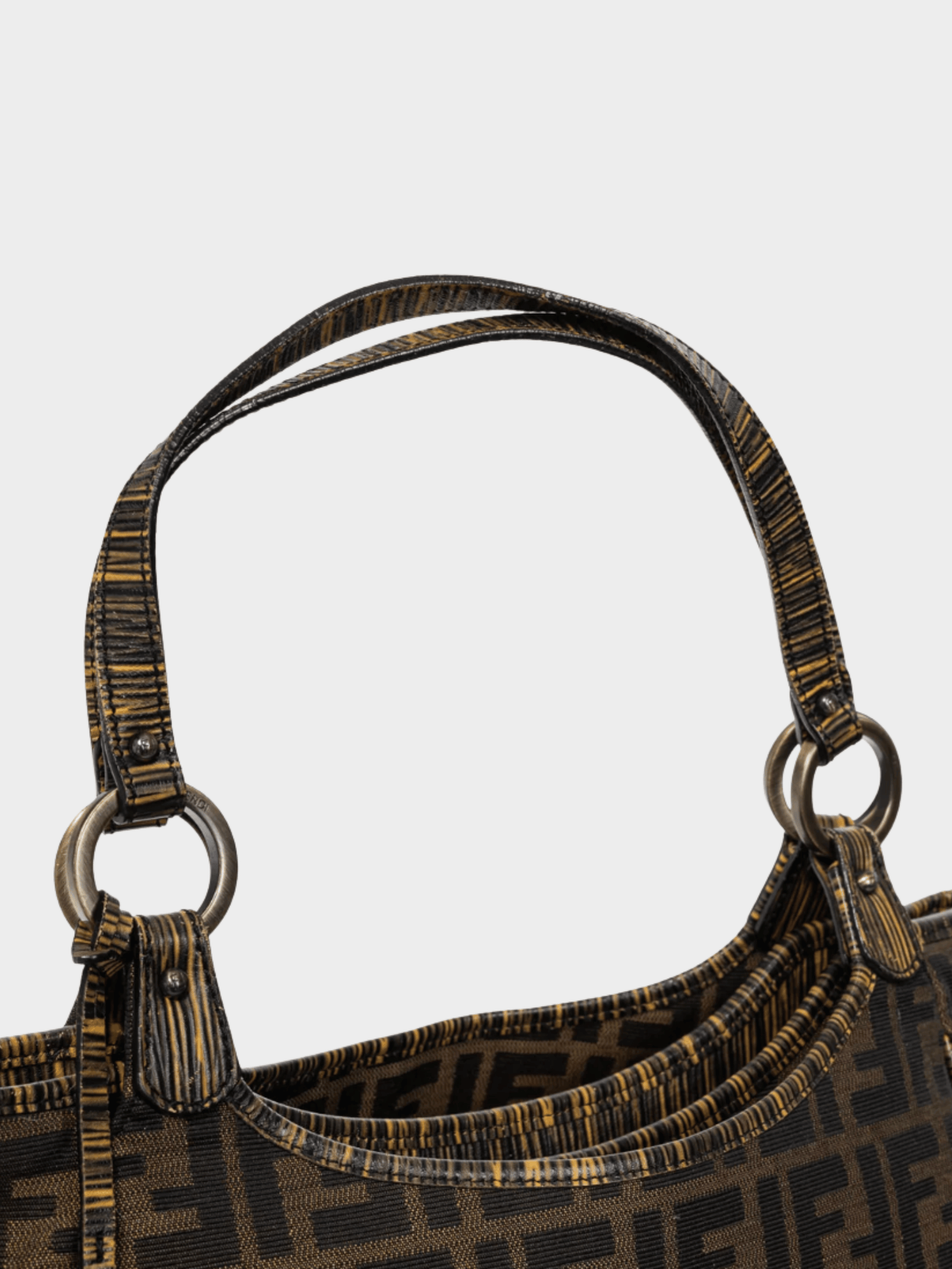 Fendi 2000s Chef Brown Zucca Canvas Leather-Trim Tote