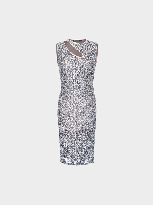 Alexander McQueen 1990s Grey Beaded Dress