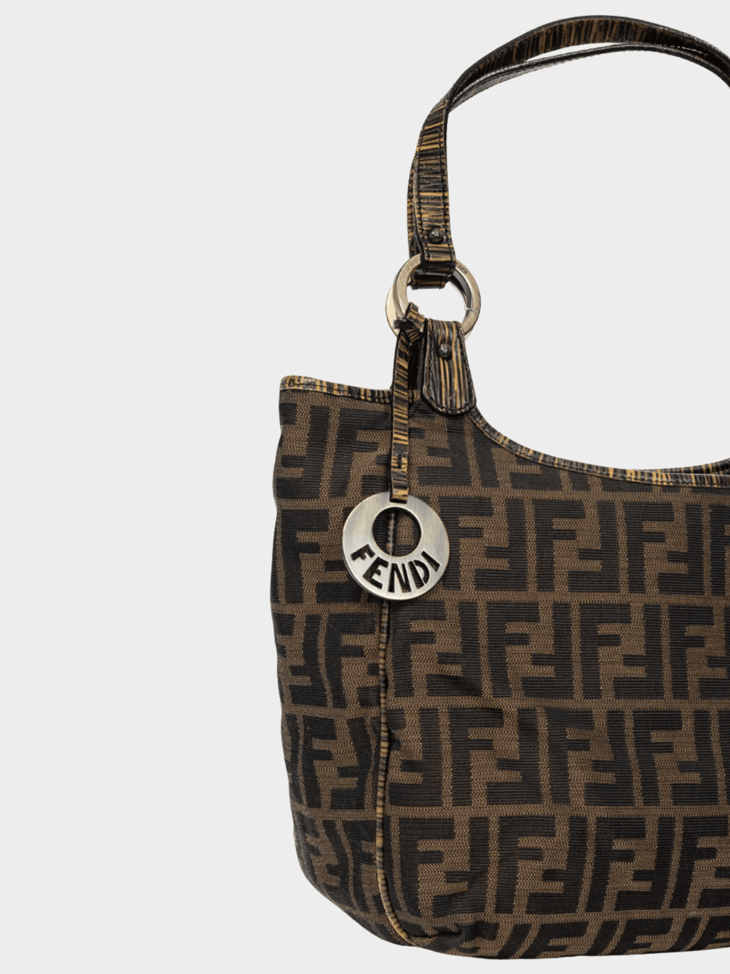 Fendi 2000s Chef Brown Zucca Canvas Leather-Trim Tote