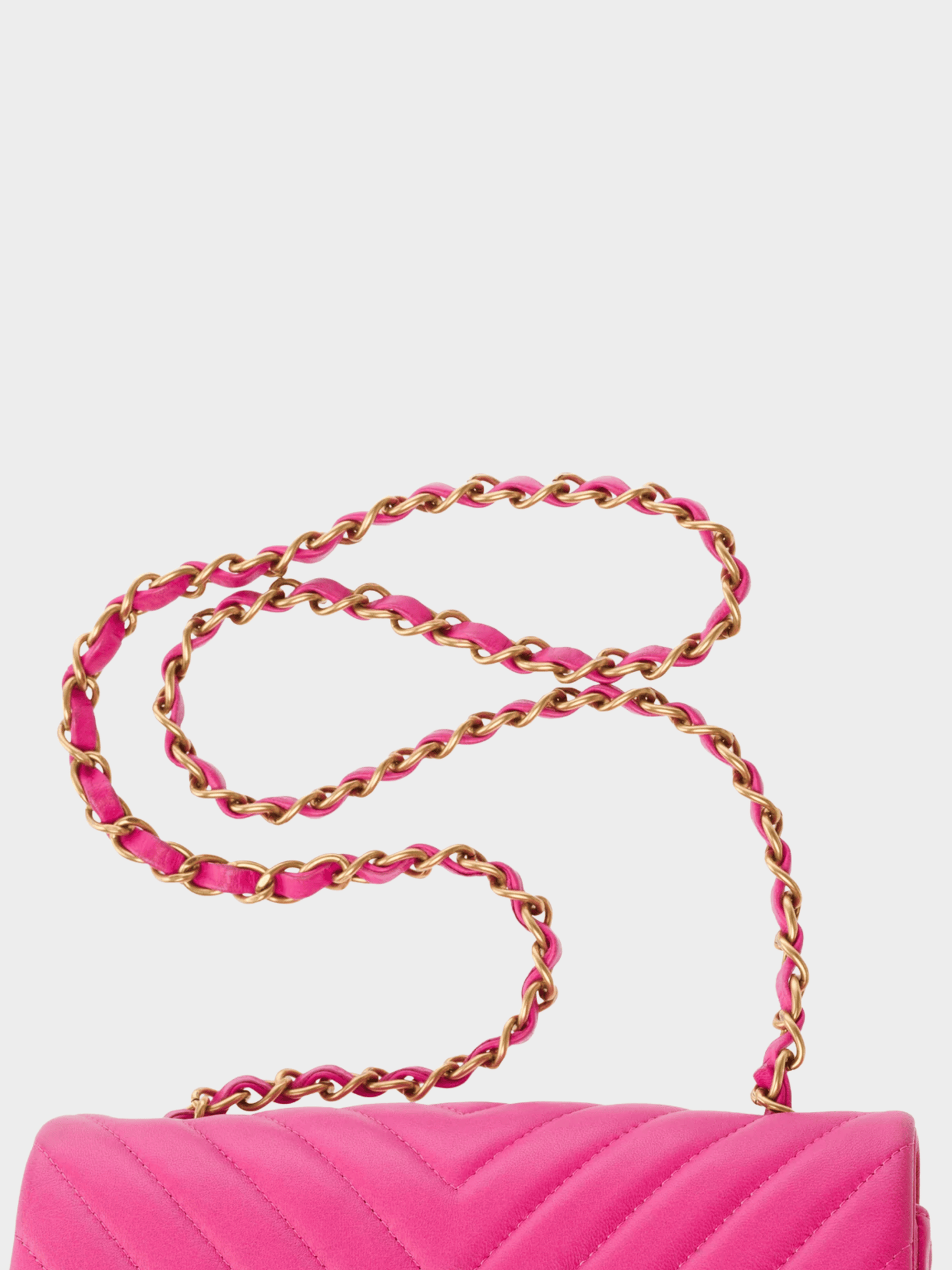 Chanel 2015-2016 Pink Mini Rectangular Classic Chevron Lambskin Single Flap Bag