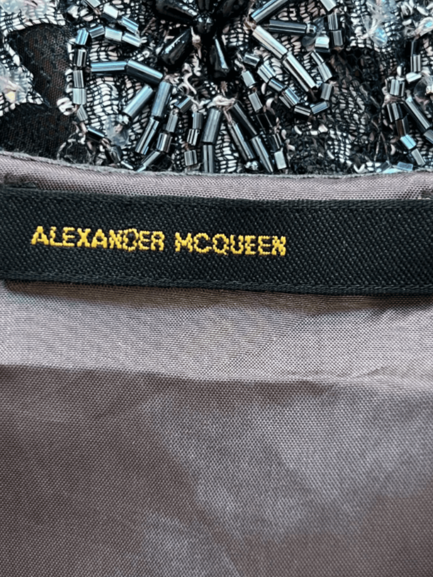 Alexander McQueen 1990s Grey Beaded Dress