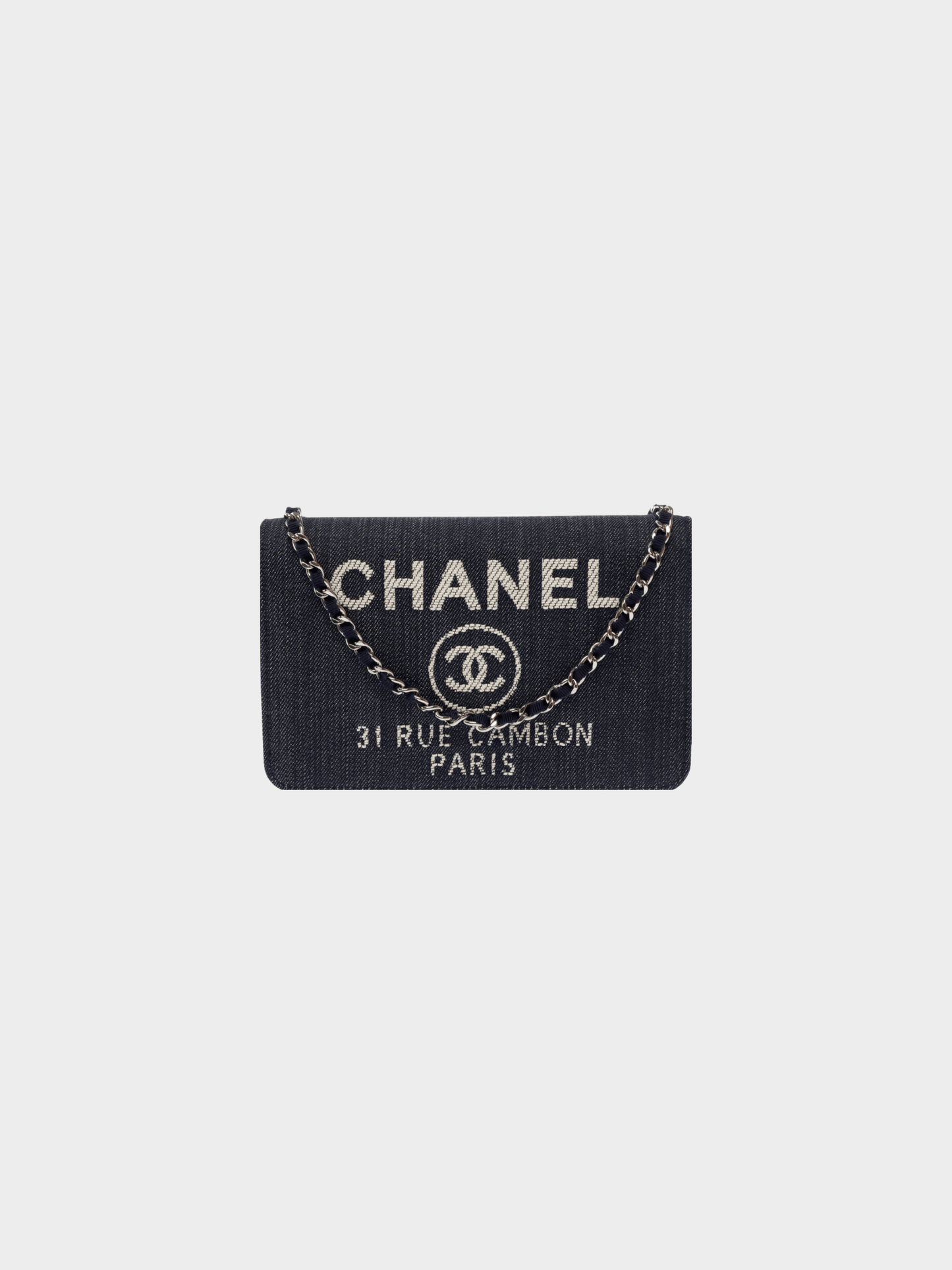 Chanel 2016 Navy Denim Wallet on Chain Bag