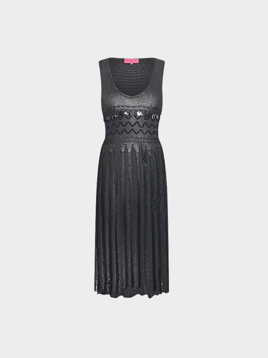Christian Lacroix 1990s Black Knit Sequined Dress