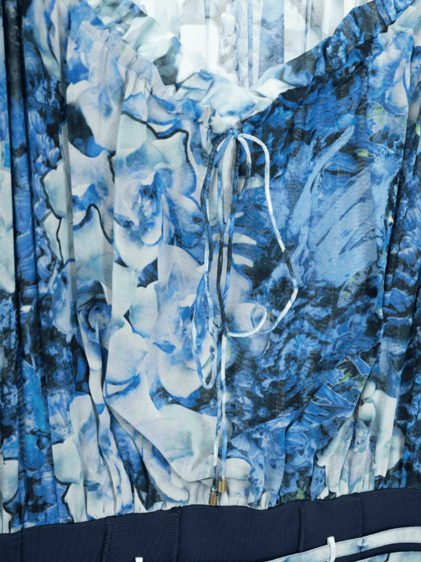 Roberto Cavalli 2011 Blue and Navy Floral-Silk Combo Mini Dress