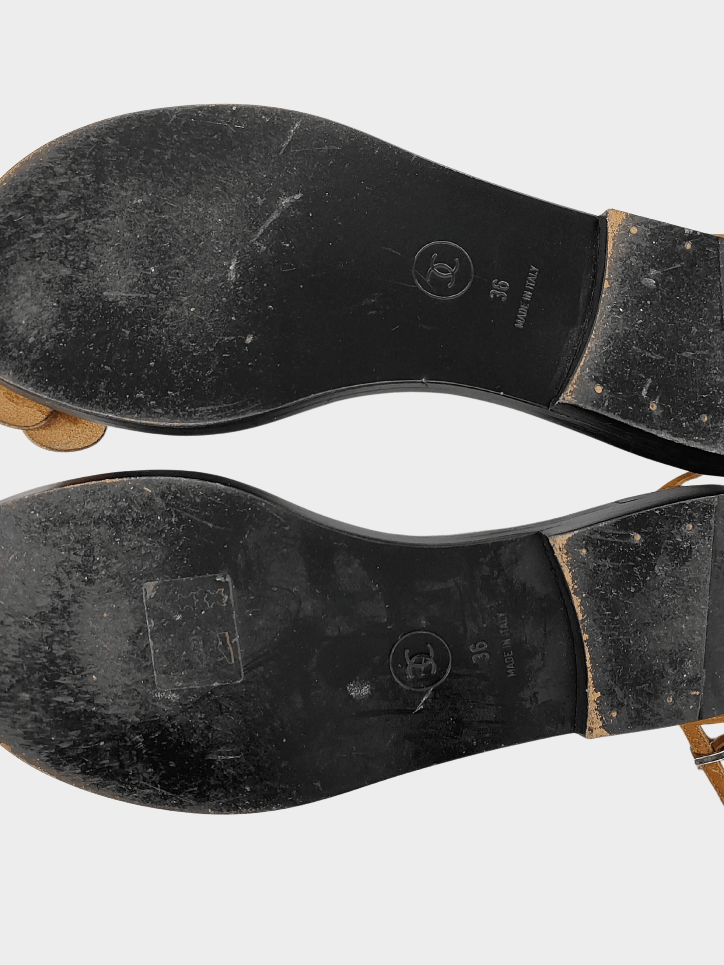Chanel 2000s Black and Brown Floral Sandals